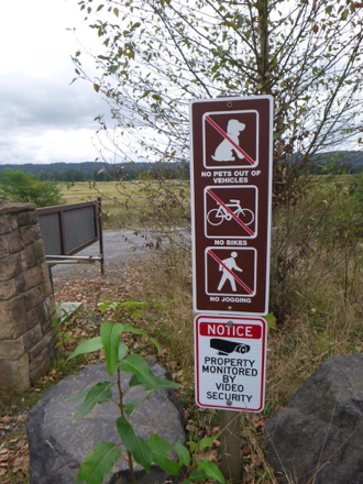 No pets out of vehicles – no bikes – no jogging – property monitored by video security No pets out of vehicles – no bikes – no jogging – property monitored by video security